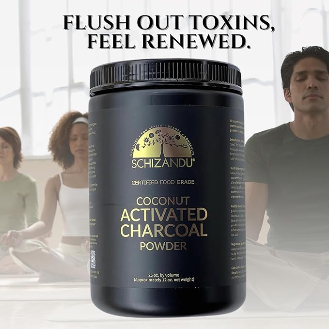 Organic Charcoal Powder by Schizandu - Activated Charcoal Natural, Vegan, Organic, GMO Free - Large Bottle 25 oz Powder