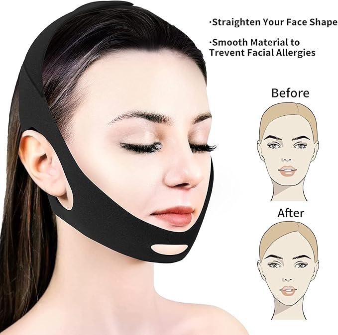 Anti Snoring Chin Strap for Men and Women, Comfortable Chin Strap for Cpap Users, Adjustable Stop Snoring Chin Strap Snoring Solution Chin Straps to Keep Mouth Closed While Sleeping (Black)