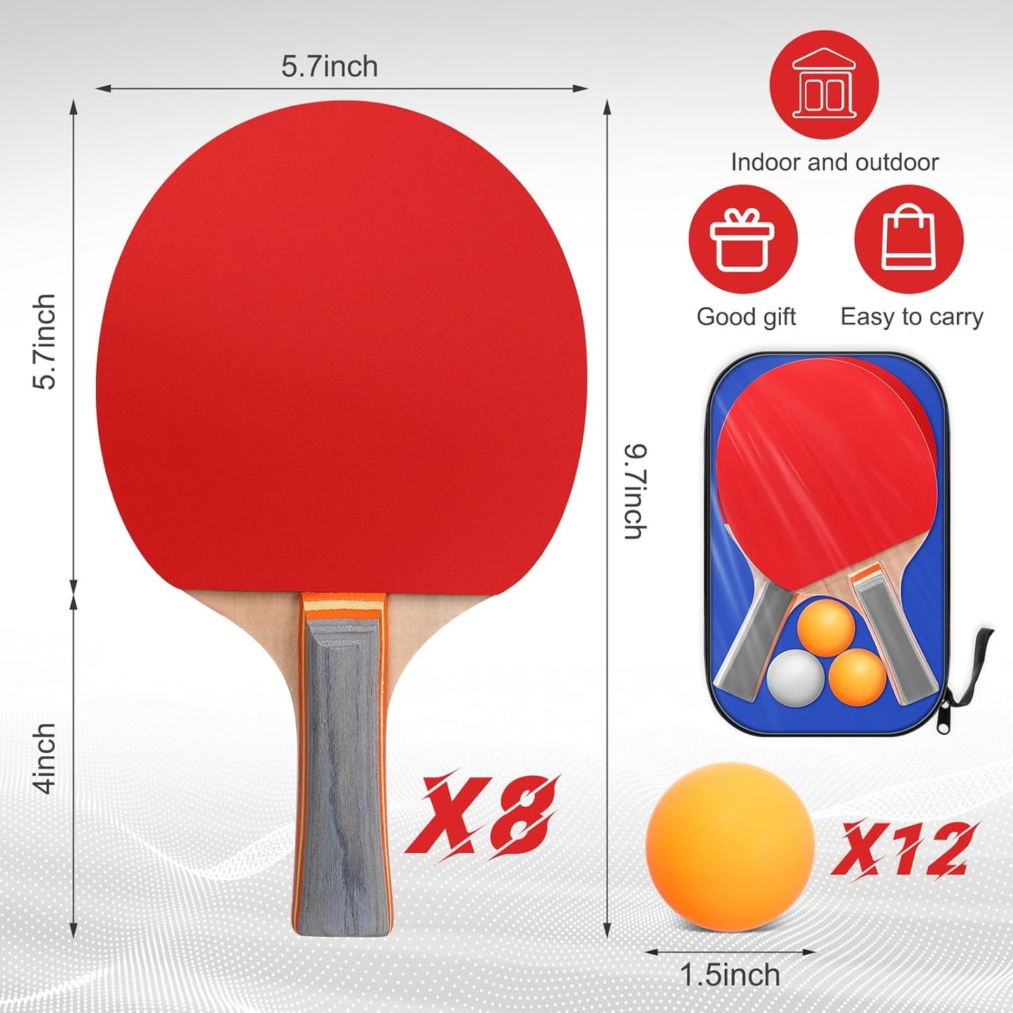 Liliful Table Tennis Rackets Set with Table Tennis Balls and Storage Bags for Indoor Outdoor Games