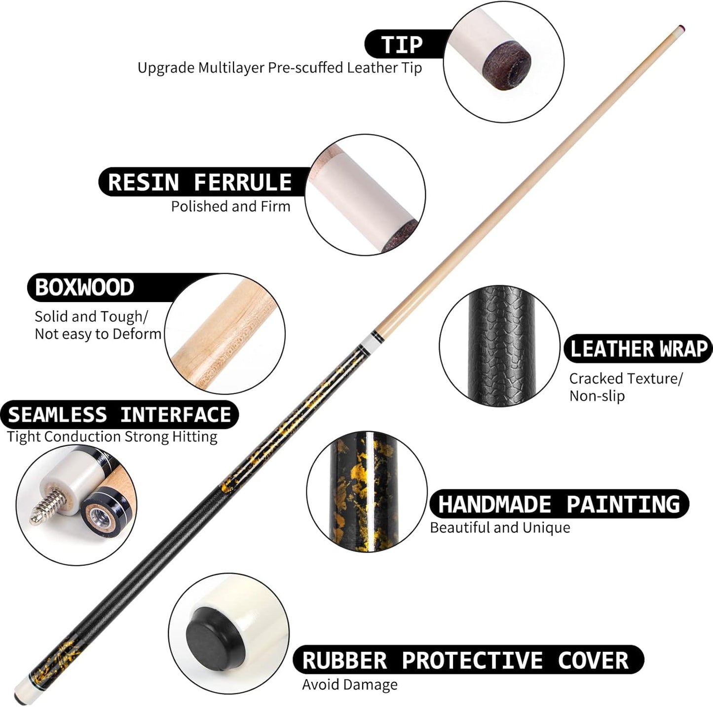 LOTKEY Pool Cue Set of 4-58 Inch 18~21 oz Canadian Maple Professional Billiard Cue Sticks, Pool Cue Stick with Extra 2 Pool Chalks, Pool Sticks for Adults, Durable, for Billiard Players