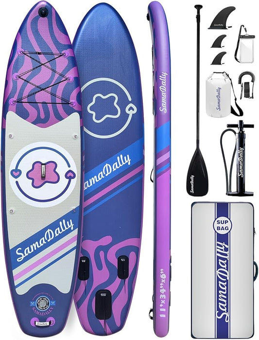 11'Stand Up Paddle Boards Surf Control with Premium SUP Board Accessories Backpack & Removable Fins, 34" Wide Inflatable Paddle Boards of All Skill Levels
