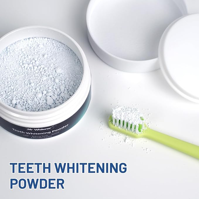 Teeth Whitening Powder 30g, Toothpaste Whitening Powder 6 Months Supply, Dentist-Approved & Enamel-Safe, Tea, Coffee, Wine, Smoking & Yellow Tooth Stain Removal Without Sensitivity, Fresh Mint Flavor