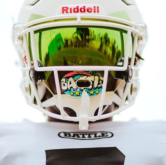 Battle Sports Oxygen Football Mouthguard - Football Mouth Guard with Strap, Superior Airflow & Better Performance, Maximum Breathability, Works with Braces (Money Man 3.0)