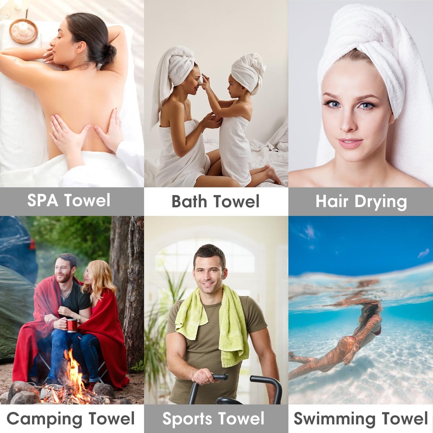 JML Microfiber Towels, Bath Towel Sets (4 Pack, 27" x 55") - Extra Absorbent, Fast Drying, Multipurpose for Bath, Swimming, Fitness, Sports, Yoga,Stripe Blue