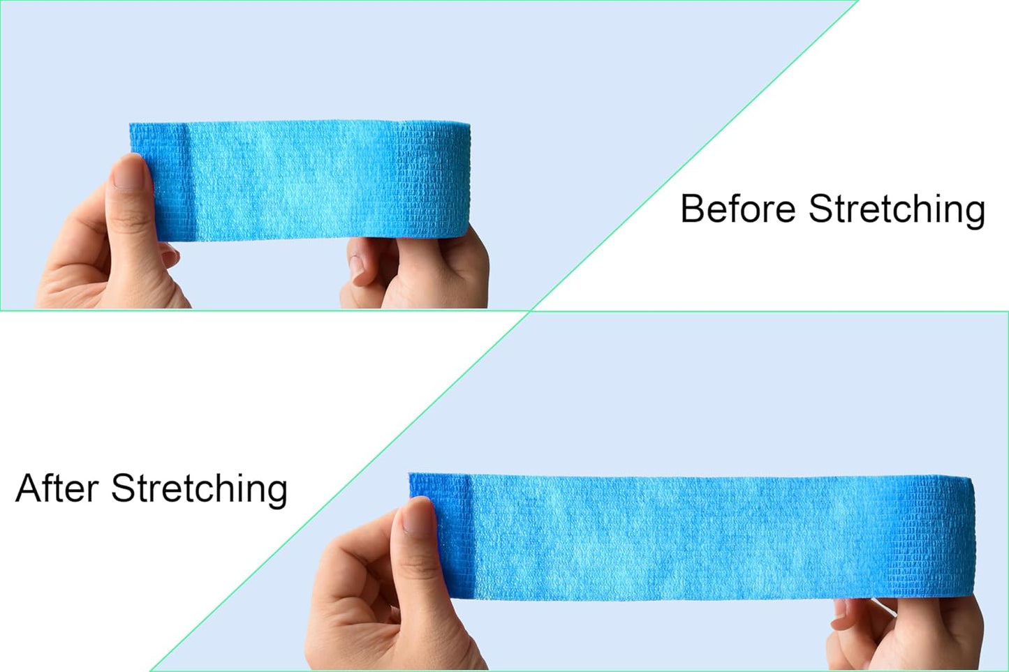 10 Pack Self Adherent Bandage Wrap Elastic Cohesive Bandage Self Adhesive Tape Vet Wrap Tape 2 Size (8Pack 2'' and 2Pack 1''), Light Blue