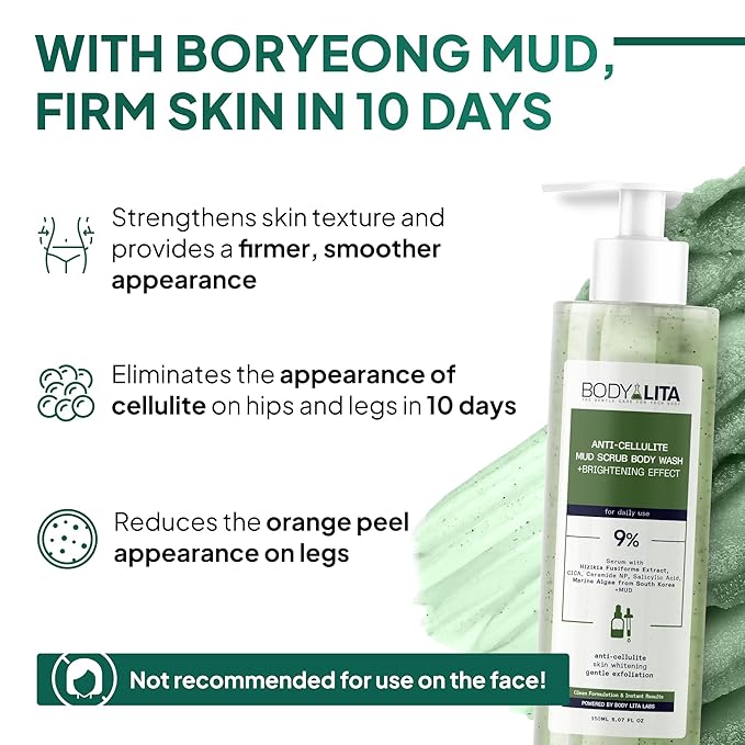 Anti Cellulite Mud Scrub Body Wash, Reduces Cellulite, Gentle Exfoliating, Improves Skin Texture, Provides a Smoother Look, 5.07 Fl Oz (6)