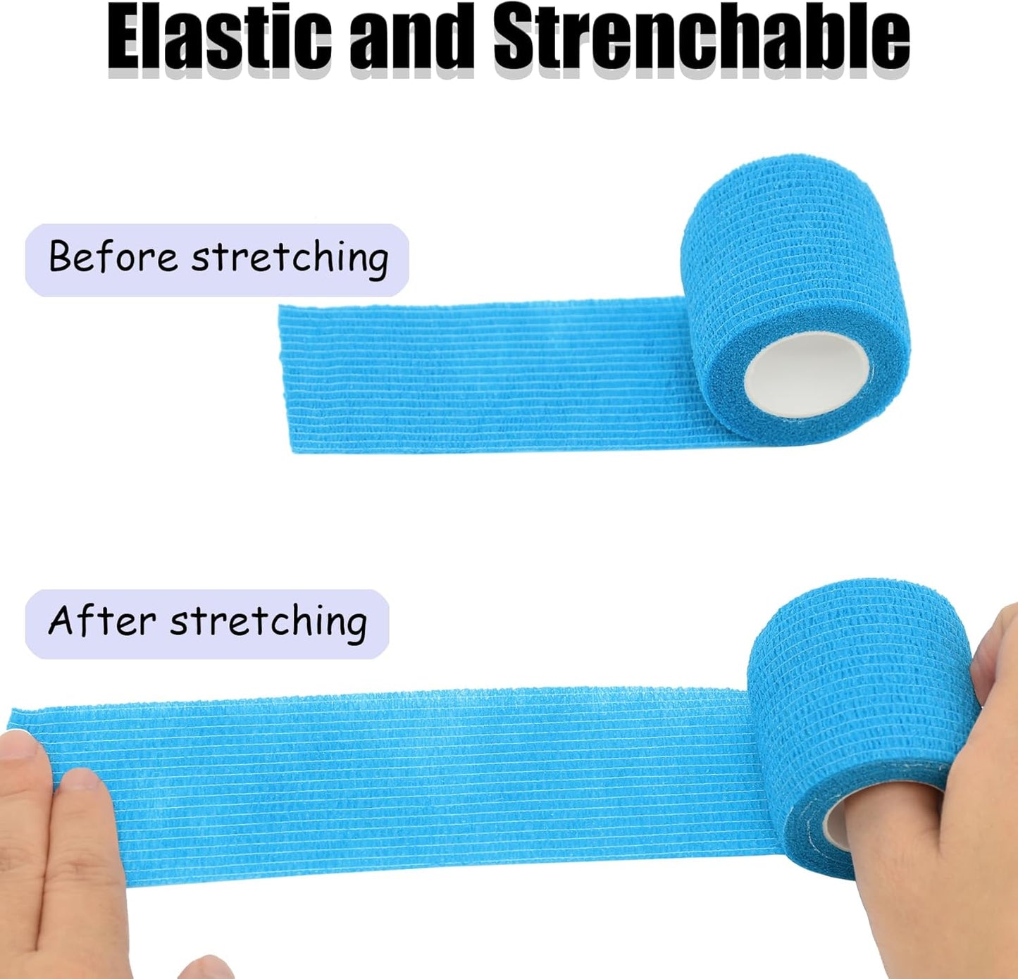 6 Pack 2 Inches Self Adhesive Bandage Wrap Breathable Cohesive Bandage Elastic Tape for Pets, Athletic, Sports, Wrist, Knee, Ankle(5 Yards Per Roll, Light Blue)