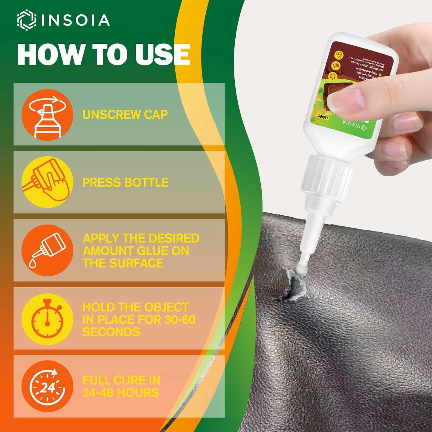 Leather Glue Repair, 20g Strong Adhesive Clear for Crack & Patch Repair Super Glue for Flexible Bonds Waterproof Glue for Purses, Jackets, Bags, Shoes and More