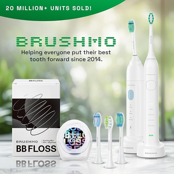 Brushmo Whitening Replacement Toothbrush Heads Compatible with Philips Sonicare DiamondClean HX6062/65, Black, 8 Pack