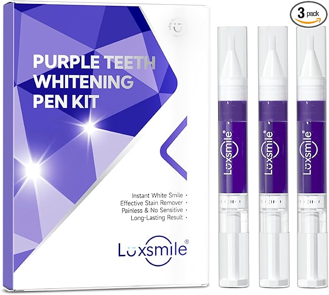 Teeth Whitening Gel Pens V34 Purple Teeth Whitener Non Sensitive 25% Carbamide Peroxide Teeth Color Corrector Whitening, (3X) 4ml / Pen