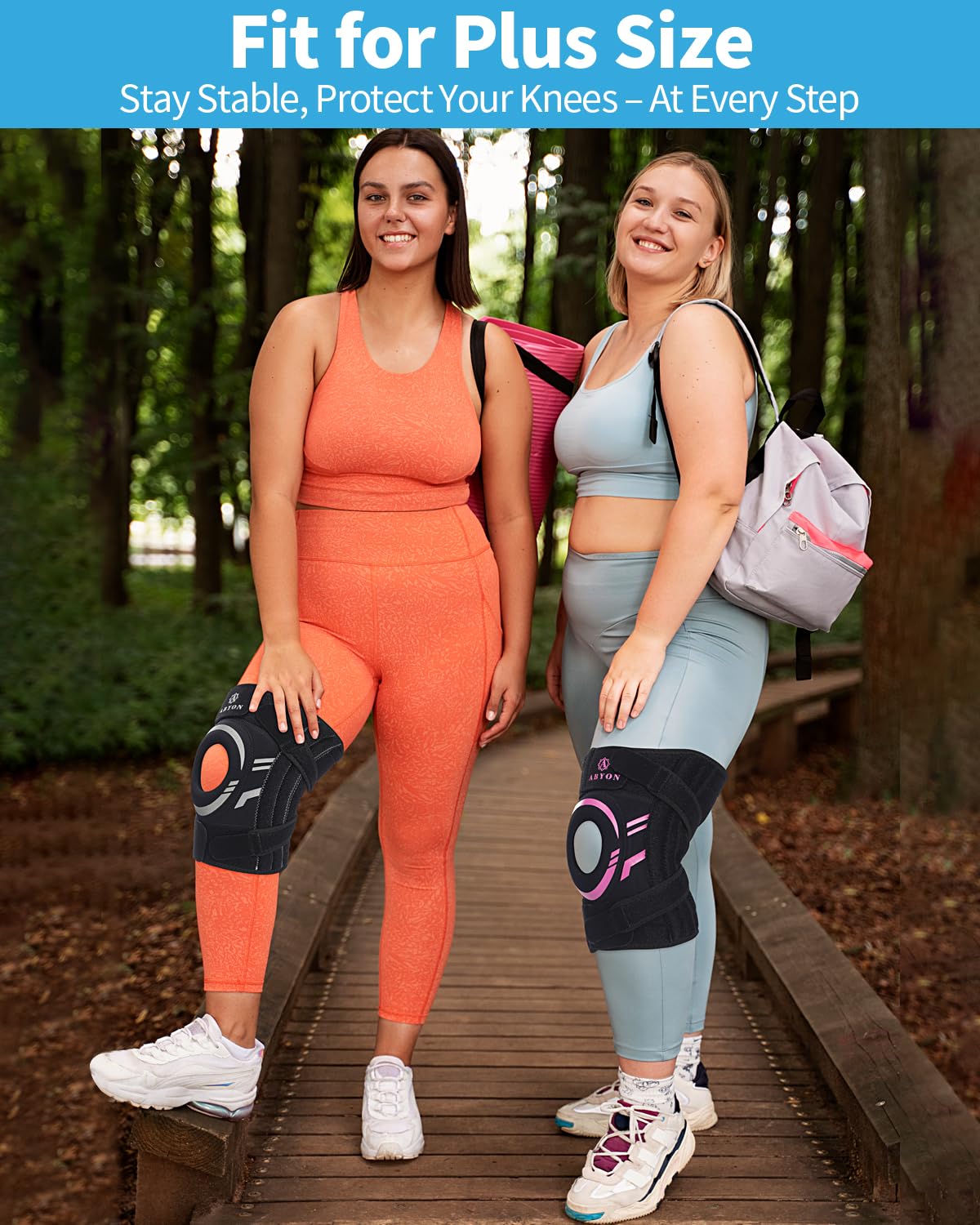 ABYON Knee Brace for Women & Men Plus Size for Meniscus Tear, Arthritis, ACL Pain Relief Support with Open Patella & Dual Stabilizers | Medical-Grade Compression - Please Check How To Size Video