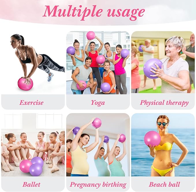 Aoriher 10 Pieces 9 Inch Exercise Pilates Ball Yoga Therapy Core Ball for Yoga Stability Barre Training Stretching Physical Posture Training Gym