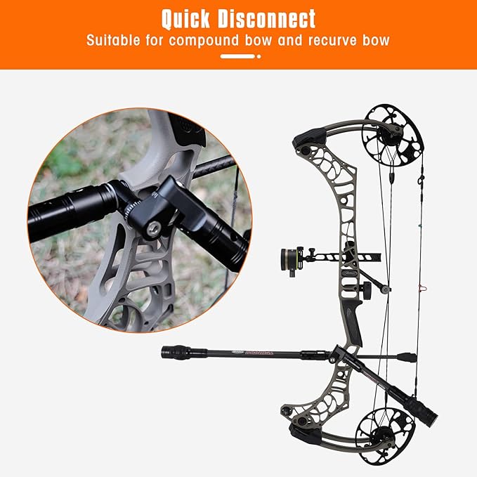 LWANO Single Side Adjustable V-Bar Mount Quick Disconnect Bow Rod Stabilizer, Archery Compound Recurve Bow Stabilizer Single Sidebar Back bar stabilizer Mount