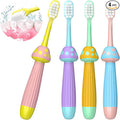 Kids Toothbrushes 4 Pack, Extra Soft Toddler Toothbrush 1-12 Years, Cute Mushroom Baby Toothbrush Multicolor Infant Training Tooth Brush Complete Tooth and Gum Care, Easy to Grip