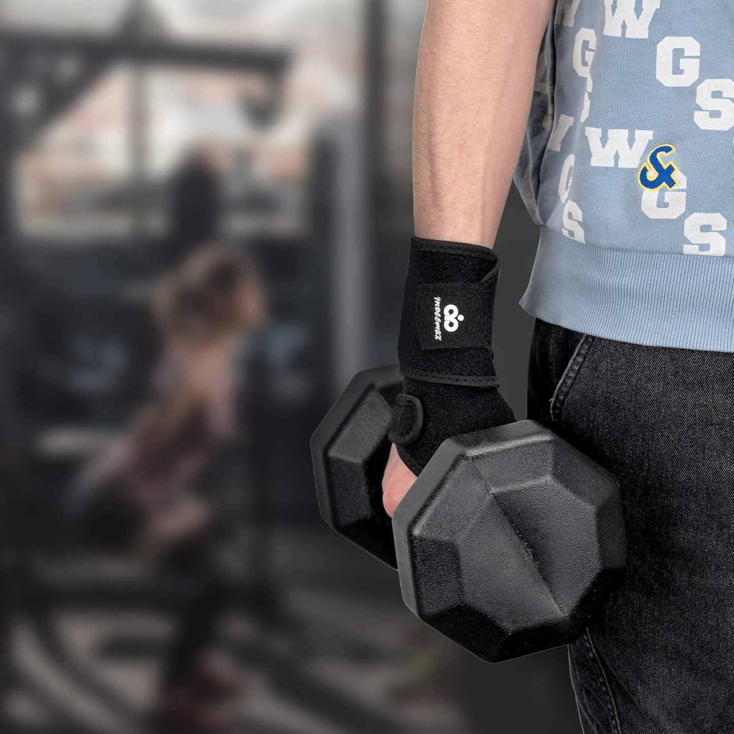 INDEEMAX 2 Pack Copper Wrist Brace Support for Carpal Tunnel, Pain Relief, Arthritis, Tendonitis, Adjustable Wrist Braces Compression Wraps Both Hands, Fit for Men and Women (Black-New)