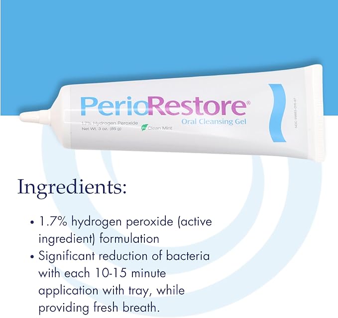 Perio Restore Gel 3 Ounce Tube; 1.7% Hydrogen Peroxide Oral Cleansing Treatment Gel. Mint Flavor