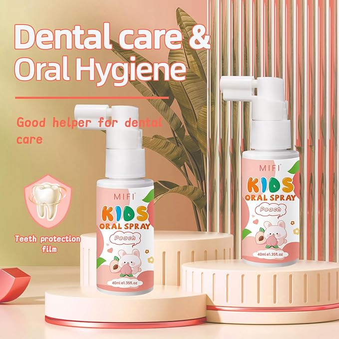 PEGO Kids Oral Spray - Fresh Breath for Children & Toddlers, Fruit-Flavored Oral Care Spray, Easy to Use, Perfect for Home & Travel for Baby's Daily Oral Care (1Pack, Peach)