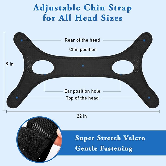 2 Pack Anti Snore Chin Strap for Sleeping，Jaw Tape Mouth Snoring Sleep Devices Stopper Cpap Users Breathing Head Mouthpiece Solution to Keep Closed Mandibular Advancement Reducing for Men Women