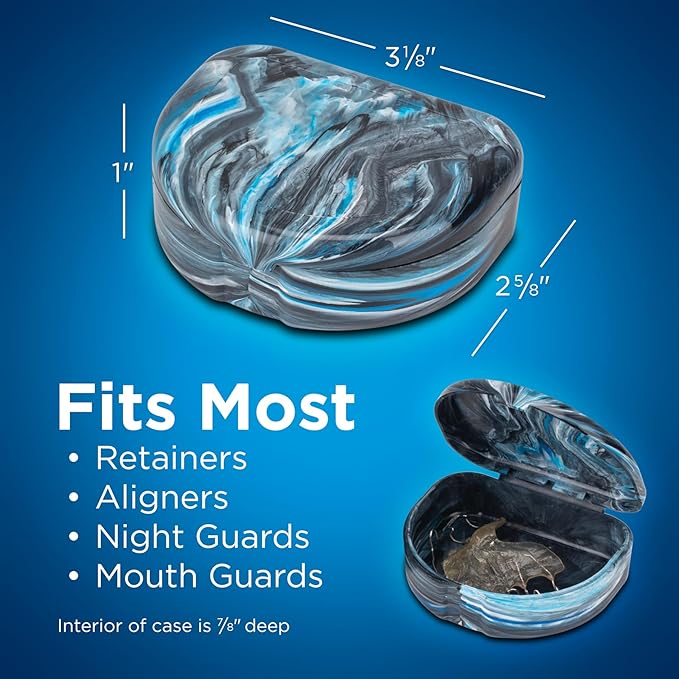 Practicon Glacier Marble Retainer Cases, Clear Aligner Case, Dental Orthodontic Retainer Boxes, Mouth Guard Holder, 6 Pack