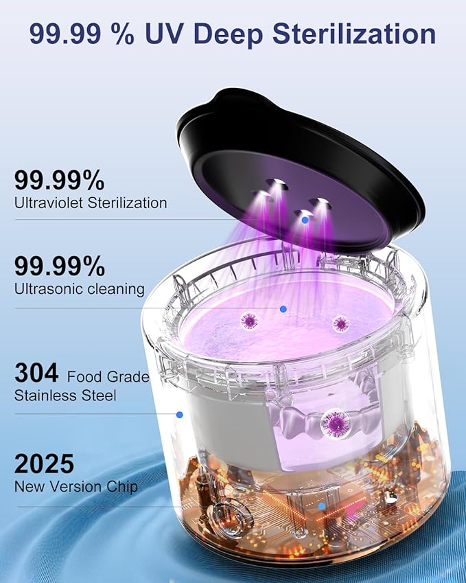 Ultrasonic Retainer Cleaner, 48kHz Denture Cleaner, Retainer Cleaning Machine for Denture, Retainer, Aligner, Jewelry, Mouth Guard, Brace, Toothbrush, Pacifier, Razor, 3 Modes Jewelry Cleaner 200ML