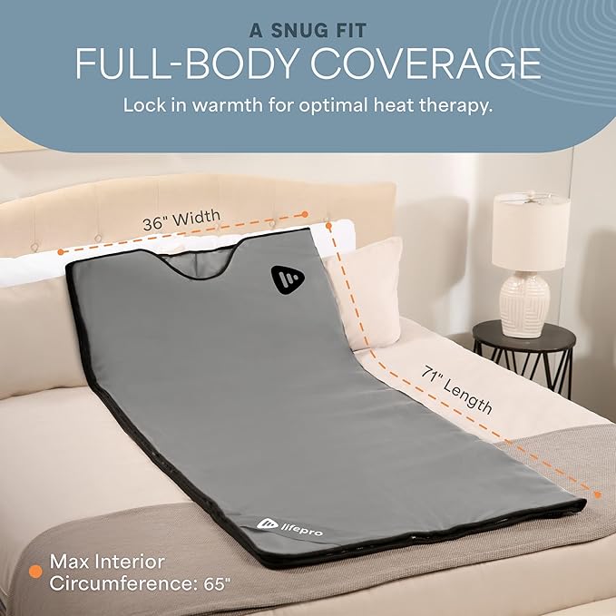 LifePro RejuvaWrap Infrared Sauna Blanket for Detox & Relaxation – Available in 5 Colors & 3 Models – Portable Far Infrared at Home Sauna for Muscle Relief, Circulation & Recovery – 9 Heat Levels