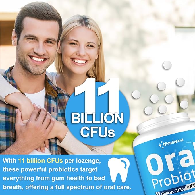 Oral Probiotics for Mouth Bad Breath for Adults 11 Billion CFU, Best Breath Oral Dental Probiotics for Teeth & Gums, Dry Mouth, Gum Restore, Fresh Breath, Chronic Halitosis & Gut Health, 60 Lozenges