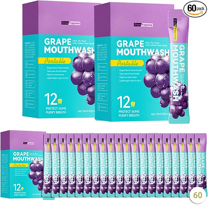 60PCS Travel Size Mouthwash,Portable Mini Mouthwash,Long-Lasting Freshness Travel Mouth Wash for Oral Care A10