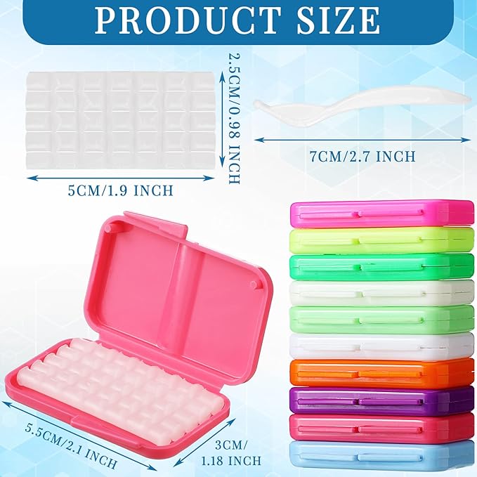 Sinmoe 40 Pack Dental Wax for Braces Orthodontic Wax for Teeth Oral Appliances with Colorful Storage Case and Small Plastic Cutter Repair Kit for Dental Care Wearer Braces Brackets