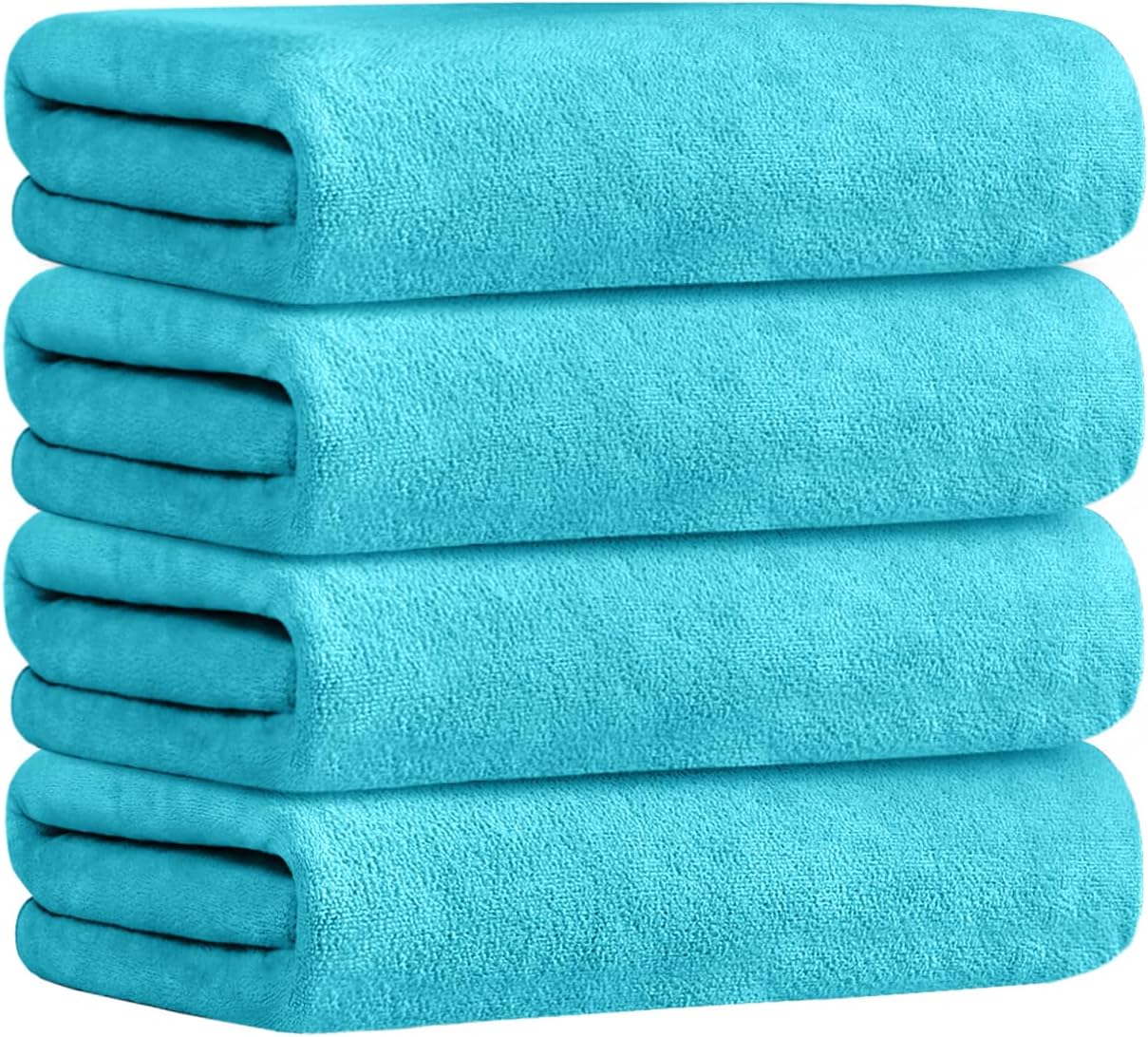JML Towels, Large Microfiber Bath Towels Set, Pack of 4, 27" x 55", Soft, Super Absorbent, Fast Drying for Swimming, Pool, Fitness, Sport, Yoga - Sky Blue