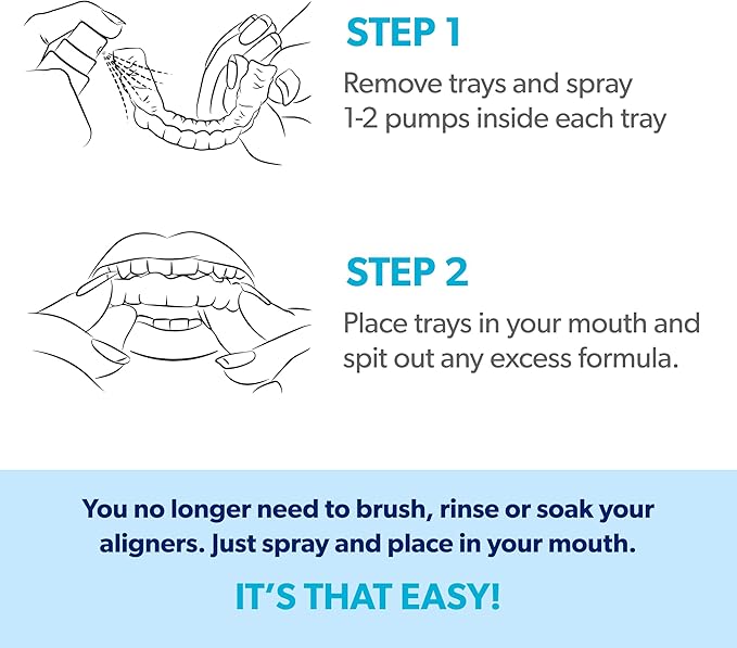 EverSmile AlignerFresh Cleaning Spray for Invisalign and All Clear Aligners and Retainers – On-the-Go Cleaning & Teeth Whitening, Kills Bacteria, Fights Bad Breath – Mint Flavor, 10ml (6 Pack)