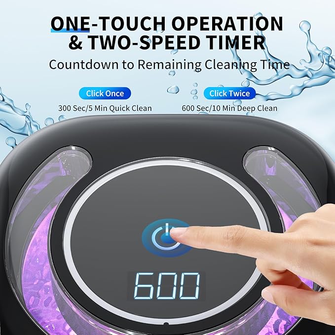 Ultrasonic Retainer Cleaner, 48kHz Retainer Cleaner Machine for Dentures, Night Mouth Guards, Jewelry, Aligner, Braces, 30W Dental Cleaning Pod with Digital Timer, 180ML, Dual Cleaning Mode