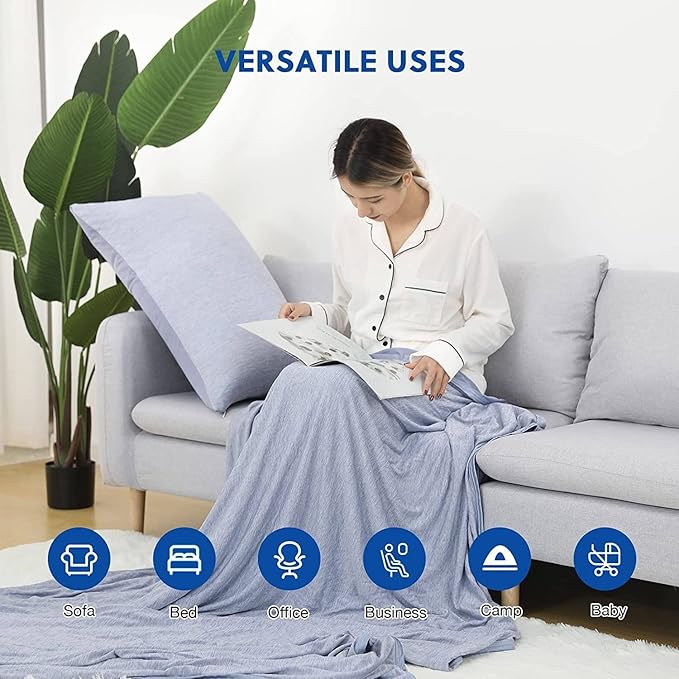 HOMFINE Cooling Blankets for Hot Sleepers - Summer Blanket Thin Lightweight Breathable Soft Double Side Enhanced Cooling for Bed Couch Sofa, Keep Cool for Night Sweats (Blue, 108 x 90 inches)