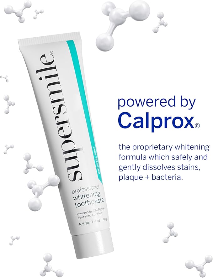 Supersmile Professional Whitening Toothpaste w/Fluoride - Removes Stains & Whitens Teeth 6 Shades - Enamel Strengthening - No Sensitivity - Travel Size (Original Mint, 1.4 Oz) (Pack of 2)