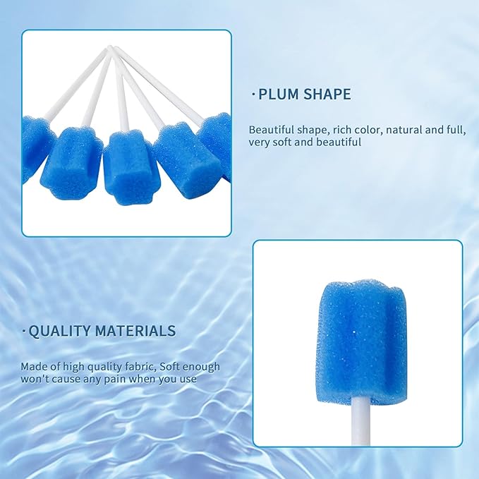 50 Pieces Disposable Oral Swabs Bulk Mouth Sponge Stick Swabsticks Unflavored for Elderly Kids Adults Mouth & Gum Cleaning