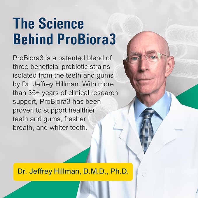 ProBiora Professional Strength Oral Probiotics for Teeth and Gums | Dental Probiotic for Oral Health | Bad Breath Treatment for Adults | Tooth Whitening | ProBiora3 Probiotic Blend | 90 Mint Tablets