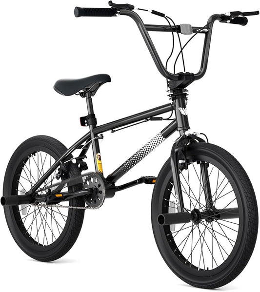 67i Boys BMX Bike 18/20 Inch Ages 8-12 Kids Bicycle with Front Rear U Brake Adjustable Seat Iron Fork 2.09" Wide Tires