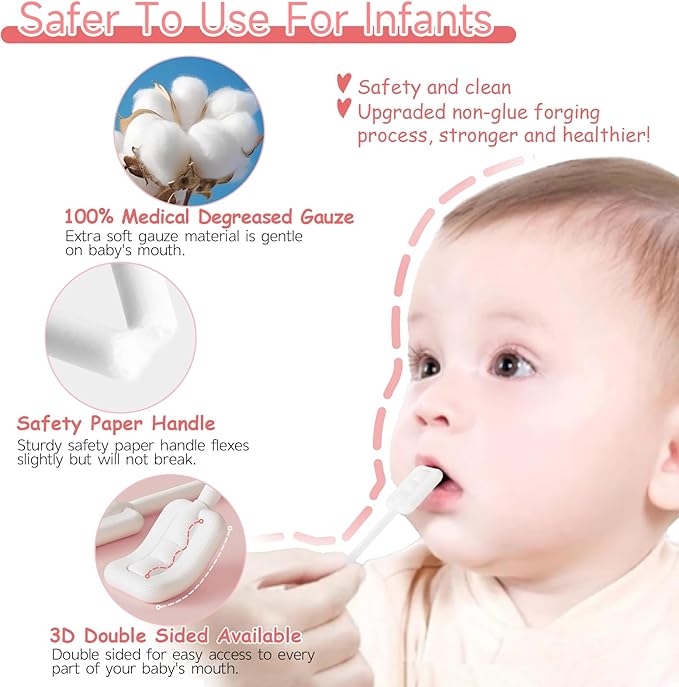 60PCS Baby Tongue Cleaner & 1PCS Finger Toothbrush Infant Mouth Cleaner Newborn Gum Cleaner Disposable Infant Oral Clean Stick Dental Care for Baby Toddler