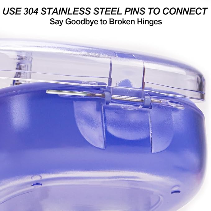 Double-layer Retainer Box Case Orthodontic Teeth Aligner Case with Mirror, Dental Night Mouth Guard Holder with Retainer Remover Tool, Chew and Brush - Secure Magnet Closure - Transparent Blue