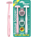 Mspan Tongue Scraper Cleaner Brush: Tongue Care Cleaning Scrubber with Plastic Travel Case Cover for Adults kids - Clean Oral Bad Breath Pink White 2 Pack