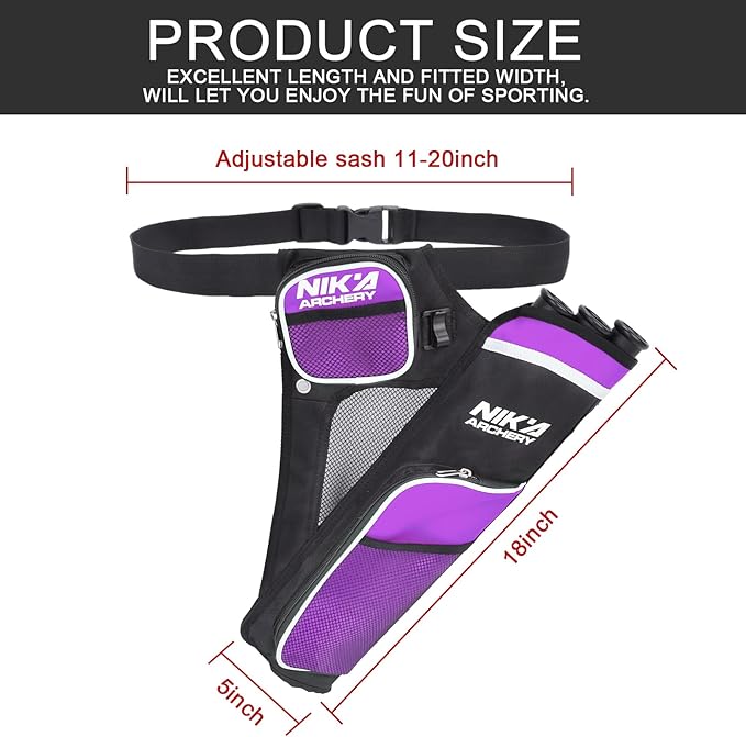 Archery Arrow Quiver Holder, 3-Tubes Hip Quiver Arrow Bag with Adjustable Belt for Youth & Adults Arrows Hunting Target Practicing