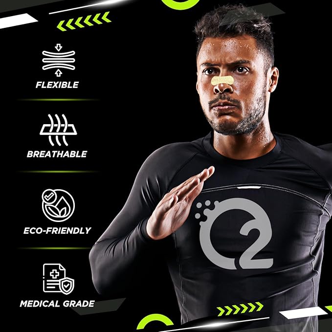 AIR-ON Performance Nose Strips | Nasal Strip for Breathing, Less Snoring & Sleeping Relief | Extra Strength, Wide Body | Drug-Free Adhesive, Athletic Support, Sweat & Oil Proof - TAN (30 Pieces)