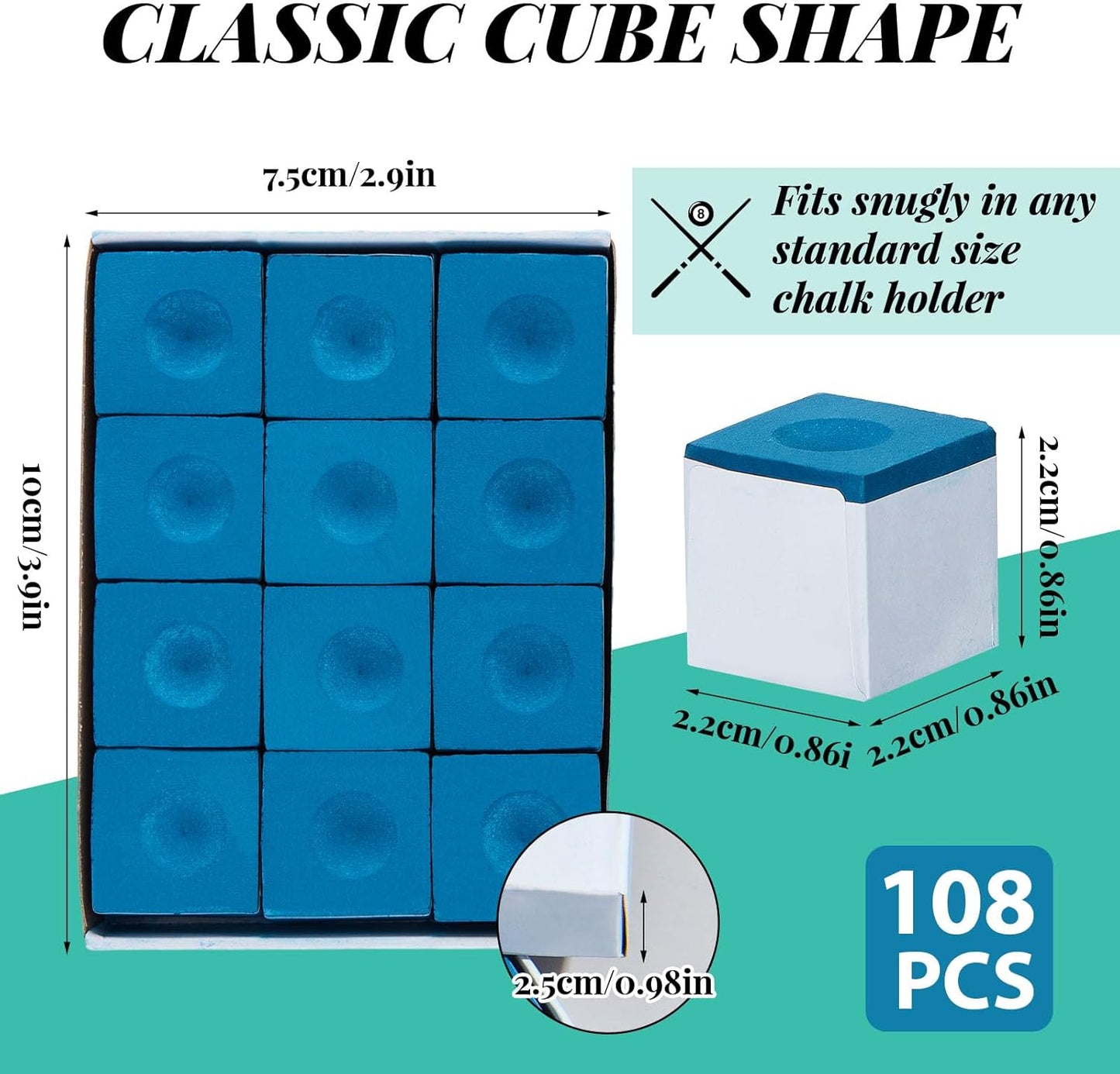 Junkin Pool Chalk Cubes Billiard Cue Pool Stick Chalk Table Accessories for Clubs Bars Home