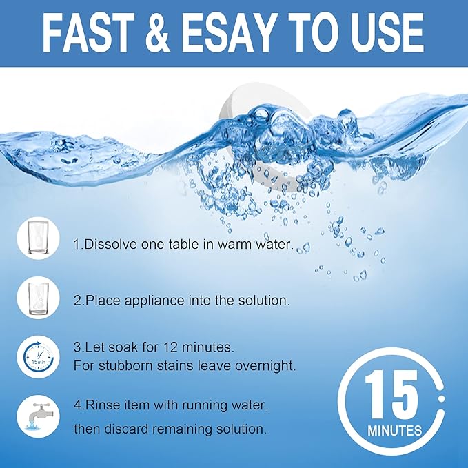 EZGO Retainer Cleaner Tablets, Denture Cleaning Tablets for Mouth Guard, Night Guard and Removable Dental Appliances, Removes Stains, Bad Odor, Plaque in 3 Minutes, 4 Months Supply (120 pcs)