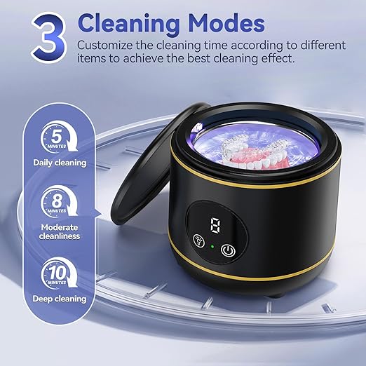 BlueFire Ultrasonic Retainer Cleaner for Dentures, Mouth Guard, Night Guard, Jewelry, 45kHz Professional Dental Ultrasonic Cleaner, Portable Ultrasonic Retainer Cleaner for Home Travel