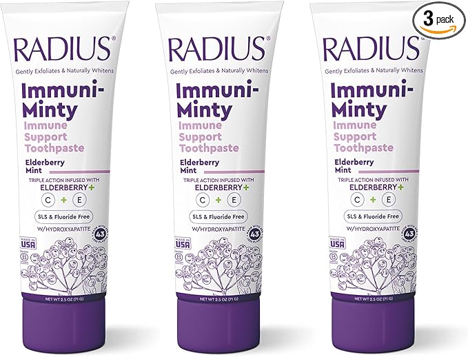 RADIUS ImmuniMinty Immune Support Toothpaste 2.5 Oz - Elderberry Mint - Pack of 3