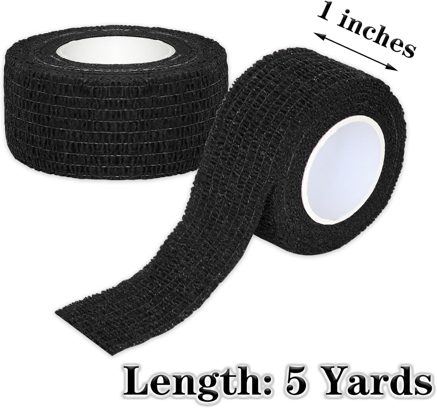 8 Rolls 1” Cohesive Bandage Self Adherent Bandage Wrap Breathable Vet Tape Elastic Adhesive Bandage for Sports, Wrist, Ankle, Tattoo Wraps(Black)