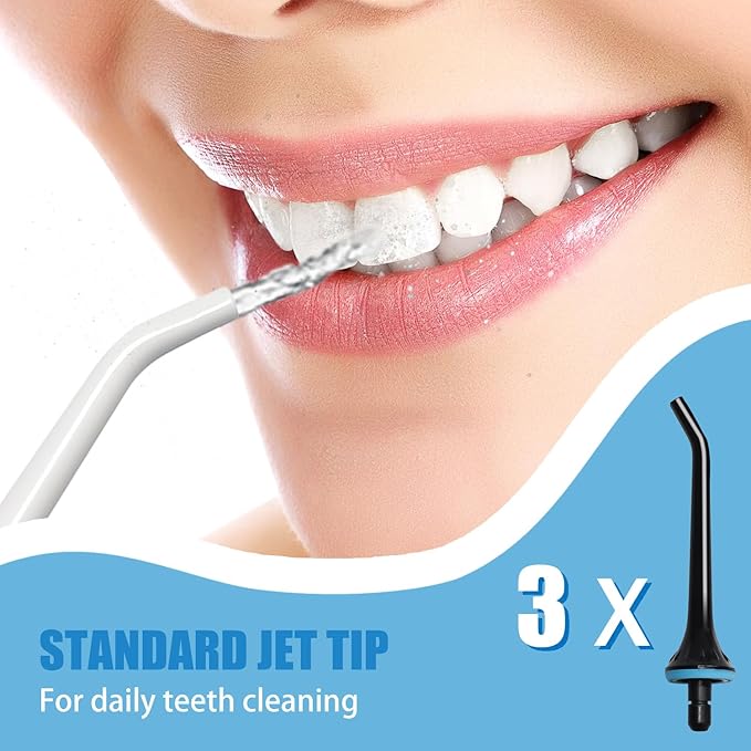 3 Pack Water Flosser Replacement Tips for Oralfree, Nicwell, Nicefeel, COSLUS, Oral Irrigator Jet Tip Nozzel fits for Mospro, Zerhunt Water Flosser, Black