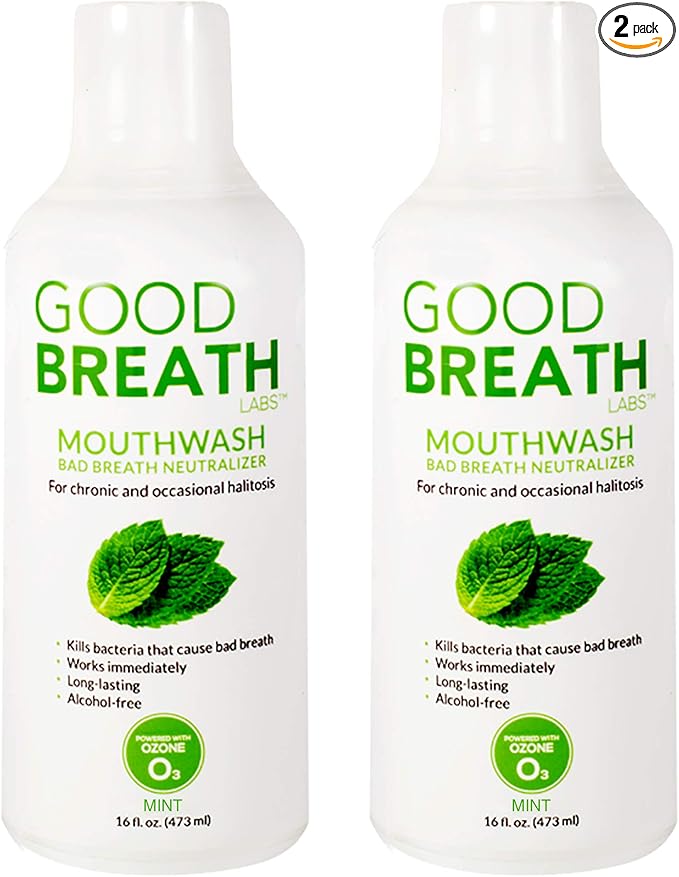Goodbreath Mouthwash - Mint Mouth Rinse for Chronic Halitosis - New Ozone Technology Oral Rinse - Halitosis Treatment & Bad Breath Neutralizer - Mouthwash for Gum Diseases - Alcohol-Free | 2 Pack