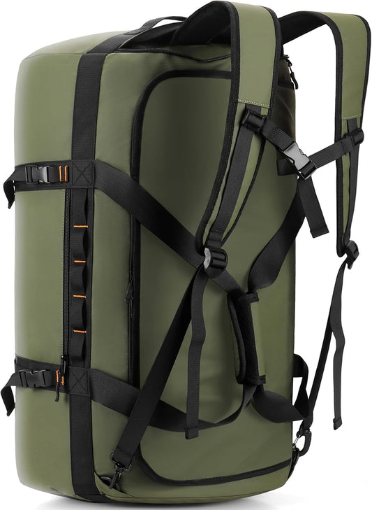 40L/60L/90L Large Waterproof Duffle Bag Backpack for Men, Mens Duffel Backpack Bags for Traveling, Heavy Duty (Green, 90l)