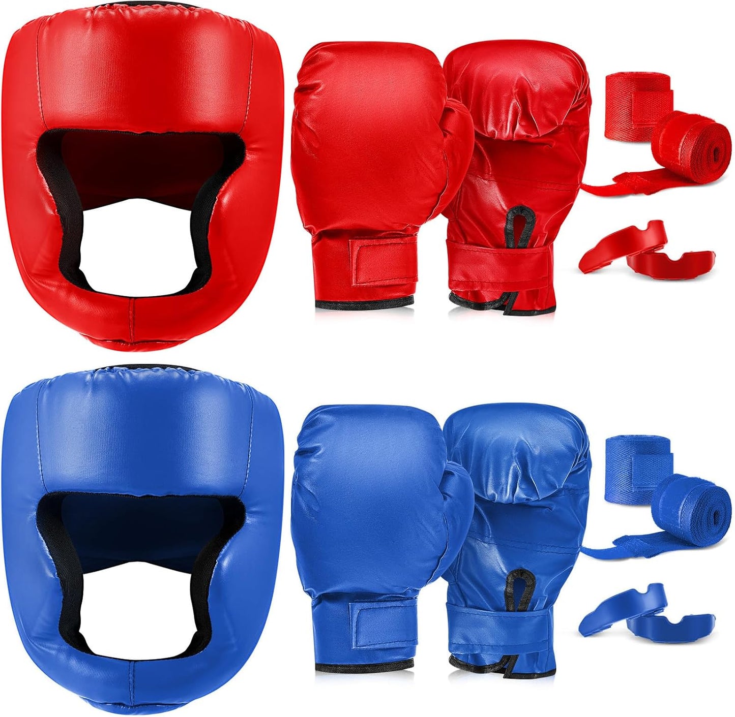Kanayu 14 Pcs Boxing Set Including 2 Pair of 16 oz Boxing Gloves Headgear Helmet and Hand Wraps Mouth Guards Gifts for Adults Youth Beginners Training Equipment